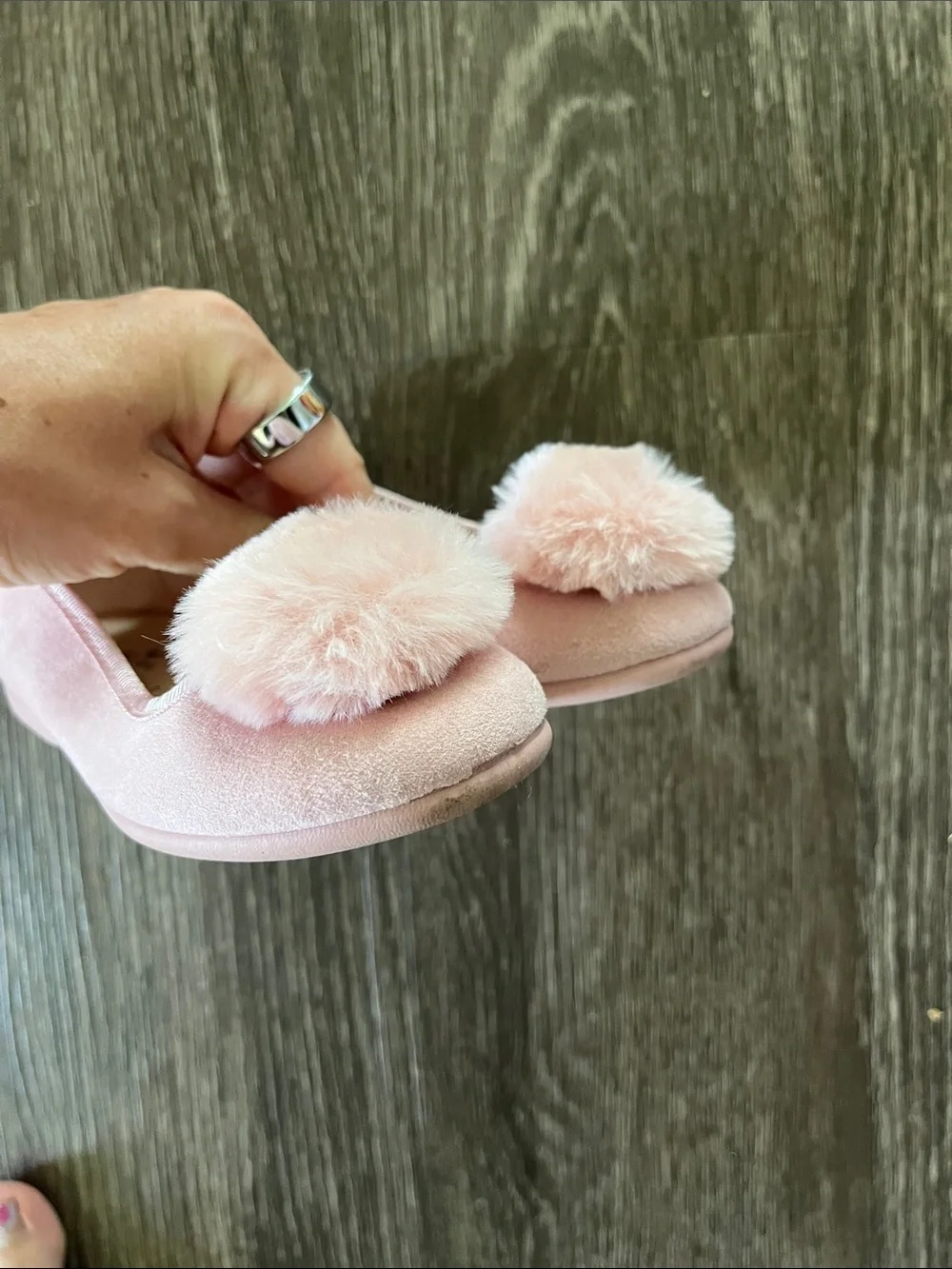 Kids petite plum Pink Pom Ballet Flats